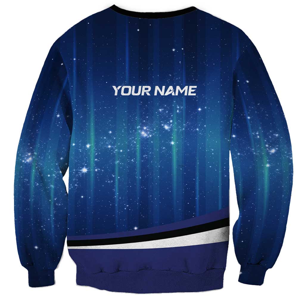 Custom Galaxy Bowling Sweatshirt with Striking Pins and Ball Design - Wonder Print Shop