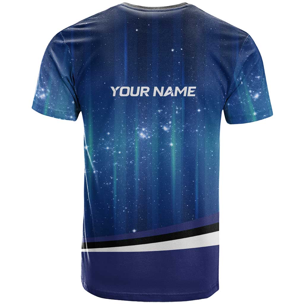 Custom Galaxy Bowling T Shirt with Striking Pins and Ball Design - Wonder Print Shop