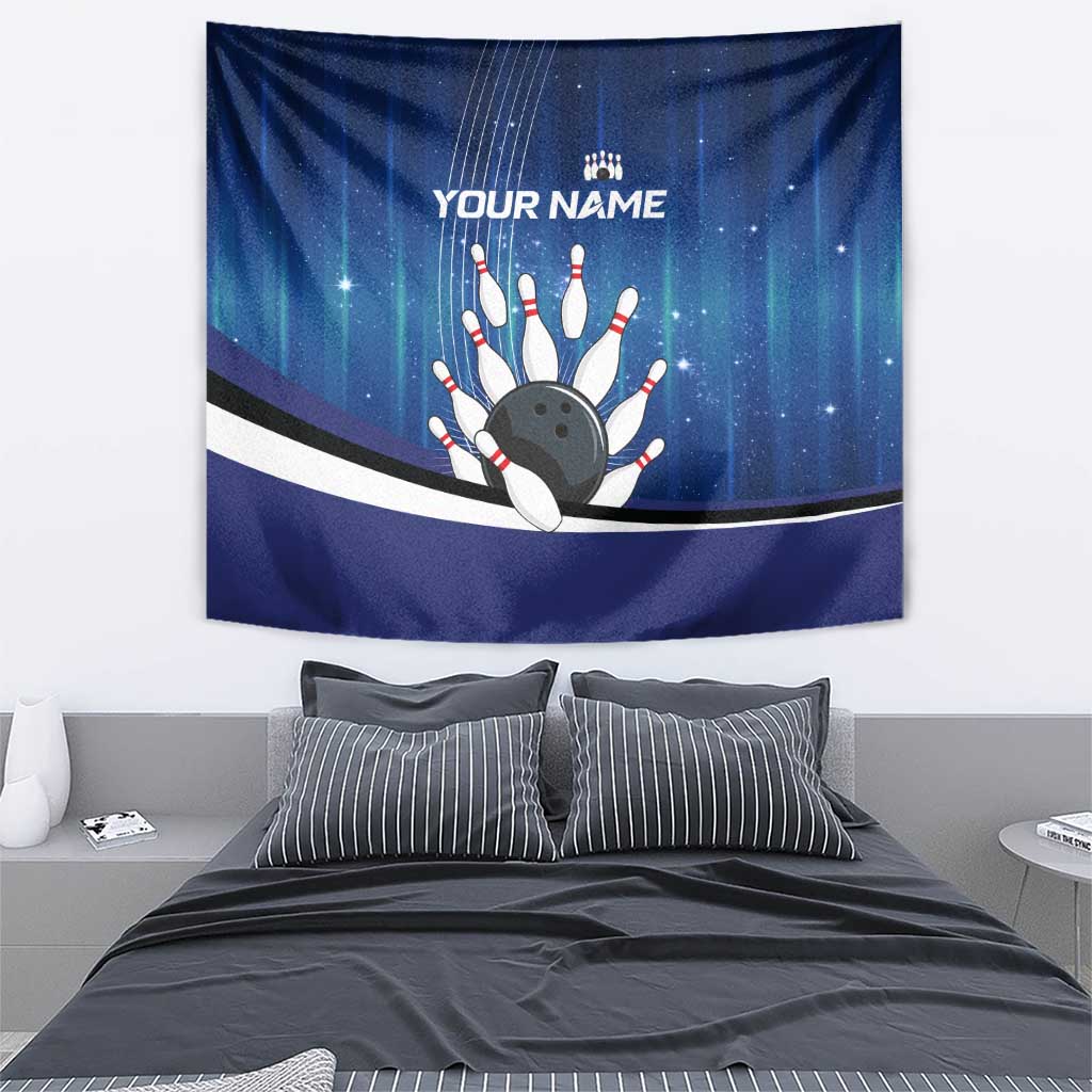 Custom Galaxy Bowling Tapestry with Striking Pins and Ball Design - Wonder Print Shop