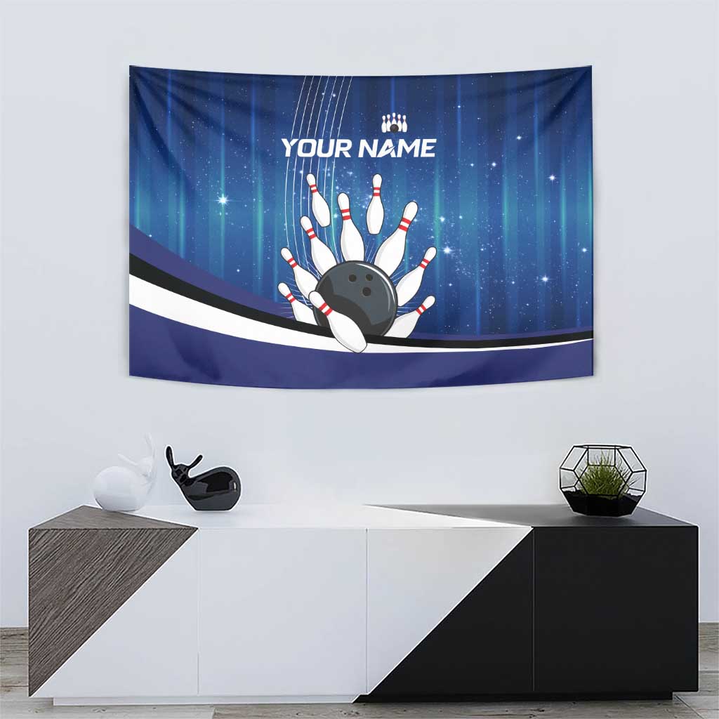 Custom Galaxy Bowling Tapestry with Striking Pins and Ball Design - Wonder Print Shop