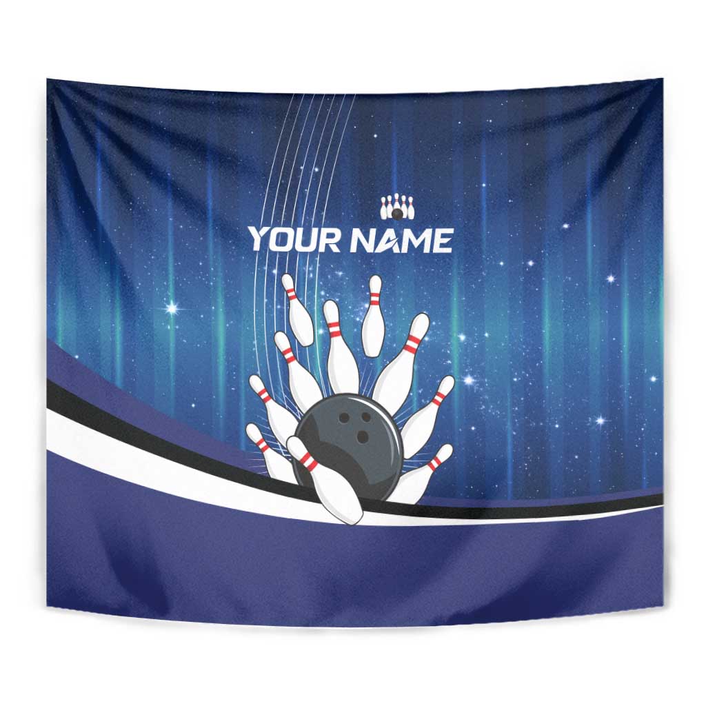 Custom Galaxy Bowling Tapestry with Striking Pins and Ball Design - Wonder Print Shop