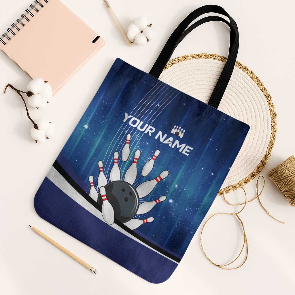 Custom Galaxy Bowling Tote Bag with Striking Pins and Ball Design - Wonder Print Shop