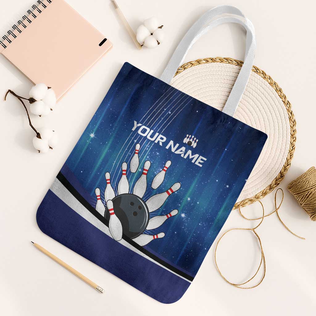 Custom Galaxy Bowling Tote Bag with Striking Pins and Ball Design - Wonder Print Shop