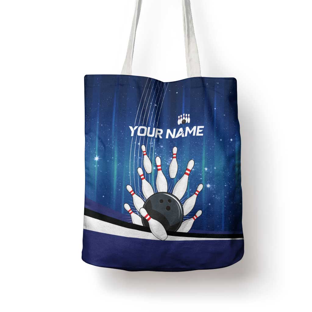 Custom Galaxy Bowling Tote Bag with Striking Pins and Ball Design - Wonder Print Shop