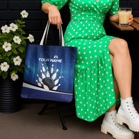 Custom Galaxy Bowling Tote Bag with Striking Pins and Ball Design - Wonder Print Shop