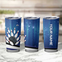 Custom Galaxy Bowling Tumbler Cup with Striking Pins and Ball Design - Wonder Print Shop