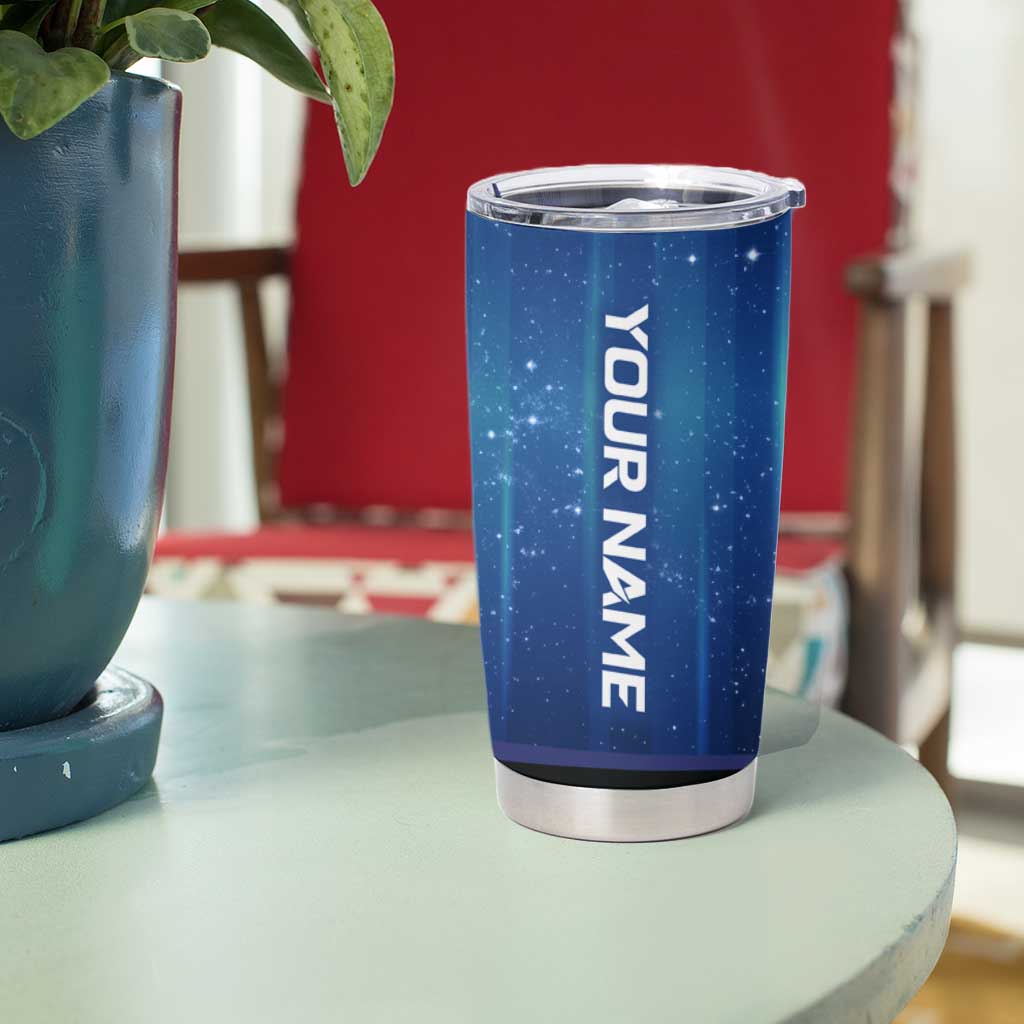 Custom Galaxy Bowling Tumbler Cup with Striking Pins and Ball Design - Wonder Print Shop
