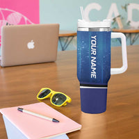 Custom Galaxy Bowling Tumbler With Handle with Striking Pins and Ball Design - Wonder Print Shop