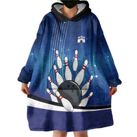 Custom Galaxy Bowling Wearable Blanket Hoodie with Striking Pins and Ball Design - Wonder Print Shop