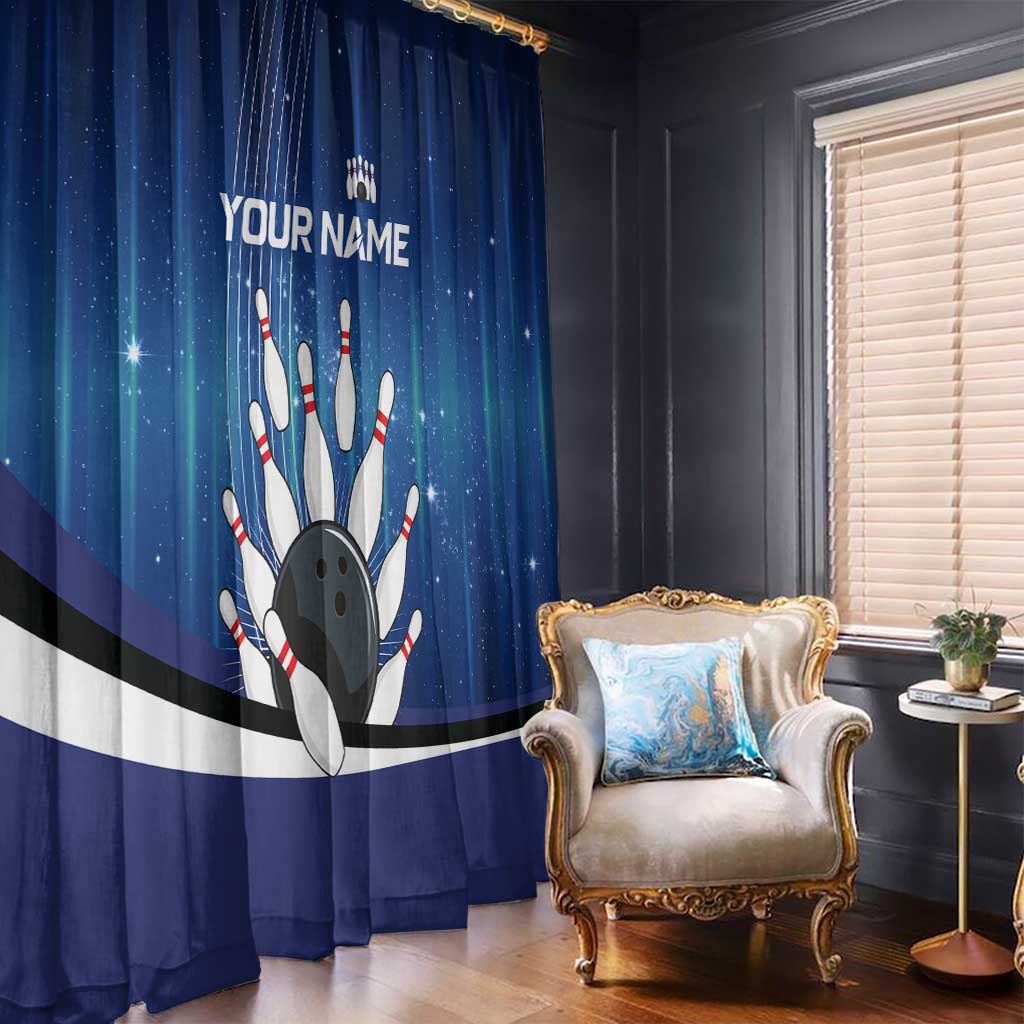 Custom Galaxy Bowling Window Curtain with Striking Pins and Ball Design - Wonder Print Shop