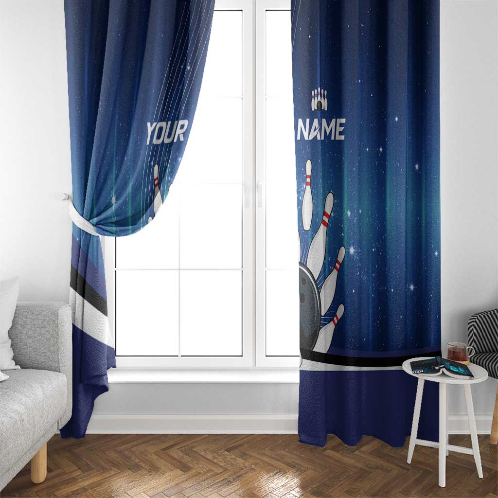 Custom Galaxy Bowling Window Curtain with Striking Pins and Ball Design - Wonder Print Shop