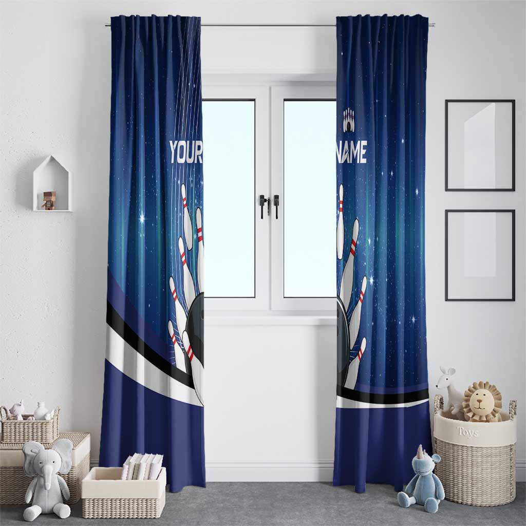 Custom Galaxy Bowling Window Curtain with Striking Pins and Ball Design - Wonder Print Shop