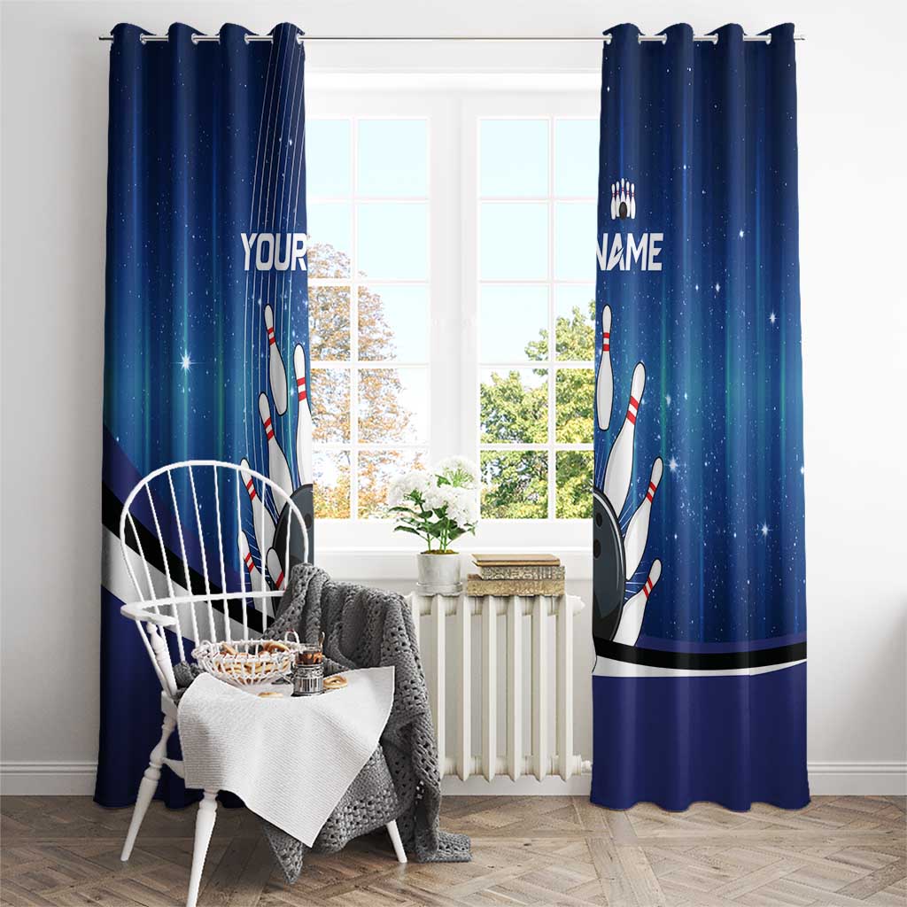 Custom Galaxy Bowling Window Curtain with Striking Pins and Ball Design - Wonder Print Shop