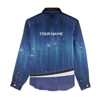 Custom Galaxy Bowling Women Casual Shirt with Striking Pins and Ball Design - Wonder Print Shop