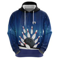 Custom Galaxy Bowling Zip Hoodie with Striking Pins and Ball Design - Wonder Print Shop