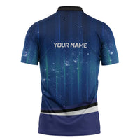Custom Galaxy Bowling Zipper Polo Shirt with Striking Pins and Ball Design - Wonder Print Shop