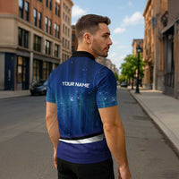 Custom Galaxy Bowling Zipper Polo Shirt with Striking Pins and Ball Design - Wonder Print Shop