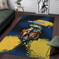 Custom Camo Redfish Area Rug with Colorful Fish Design, Yellow Splatter Pattern - Wonder Print Shop