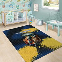 Custom Camo Redfish Area Rug with Colorful Fish Design, Yellow Splatter Pattern - Wonder Print Shop