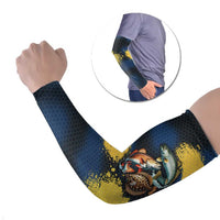 Custom Camo Redfish Arm Sleeves with Colorful Fish Design, Yellow Splatter Pattern - Wonder Print Shop