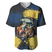 Custom Camo Redfish Baseball Jersey with Colorful Fish Design, Yellow Splatter Pattern - Wonder Print Shop