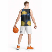 Custom Camo Redfish Basketball Jersey with Colorful Fish Design, Yellow Splatter Pattern - Wonder Print Shop