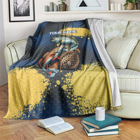Custom Camo Redfish Blanket with Colorful Fish Design, Yellow Splatter Pattern - Wonder Print Shop