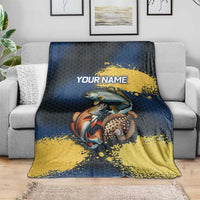 Custom Camo Redfish Blanket with Colorful Fish Design, Yellow Splatter Pattern - Wonder Print Shop