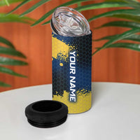 Custom Camo Redfish 4 in 1 Can Cooler Tumbler with Colorful Fish Design, Yellow Splatter Pattern - Wonder Print Shop