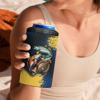 Custom Camo Redfish 4 in 1 Can Cooler Tumbler with Colorful Fish Design, Yellow Splatter Pattern - Wonder Print Shop