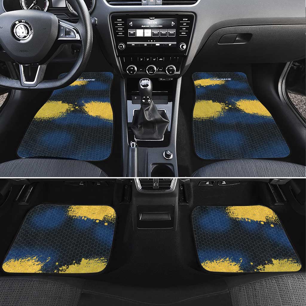 Custom Camo Redfish Car Mats with Colorful Fish Design, Yellow Splatter Pattern - Wonder Print Shop