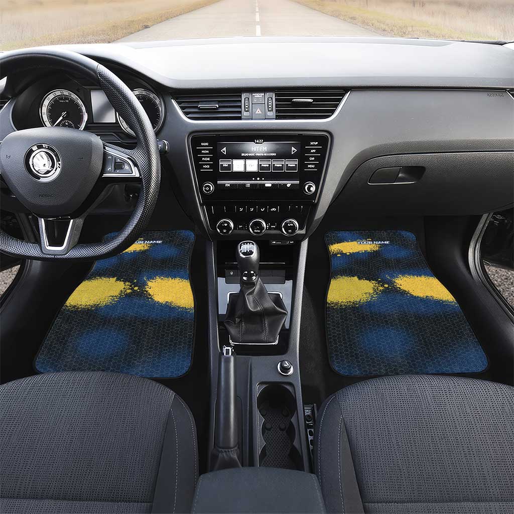 Custom Camo Redfish Car Mats with Colorful Fish Design, Yellow Splatter Pattern - Wonder Print Shop