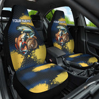 Custom Camo Redfish Car Seat Cover with Colorful Fish Design, Yellow Splatter Pattern - Wonder Print Shop