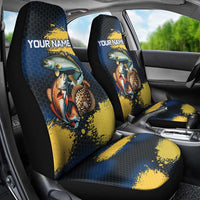 Custom Camo Redfish Car Seat Cover with Colorful Fish Design, Yellow Splatter Pattern - Wonder Print Shop