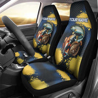 Custom Camo Redfish Car Seat Cover with Colorful Fish Design, Yellow Splatter Pattern - Wonder Print Shop