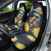 Custom Camo Redfish Car Seat Cover with Colorful Fish Design, Yellow Splatter Pattern - Wonder Print Shop