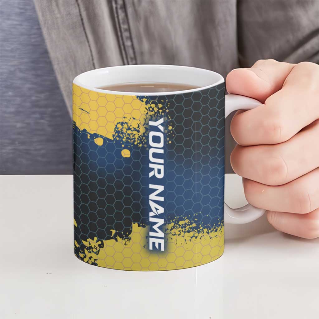 Custom Camo Redfish Ceramic Mug with Colorful Fish Design, Yellow Splatter Pattern - Wonder Print Shop
