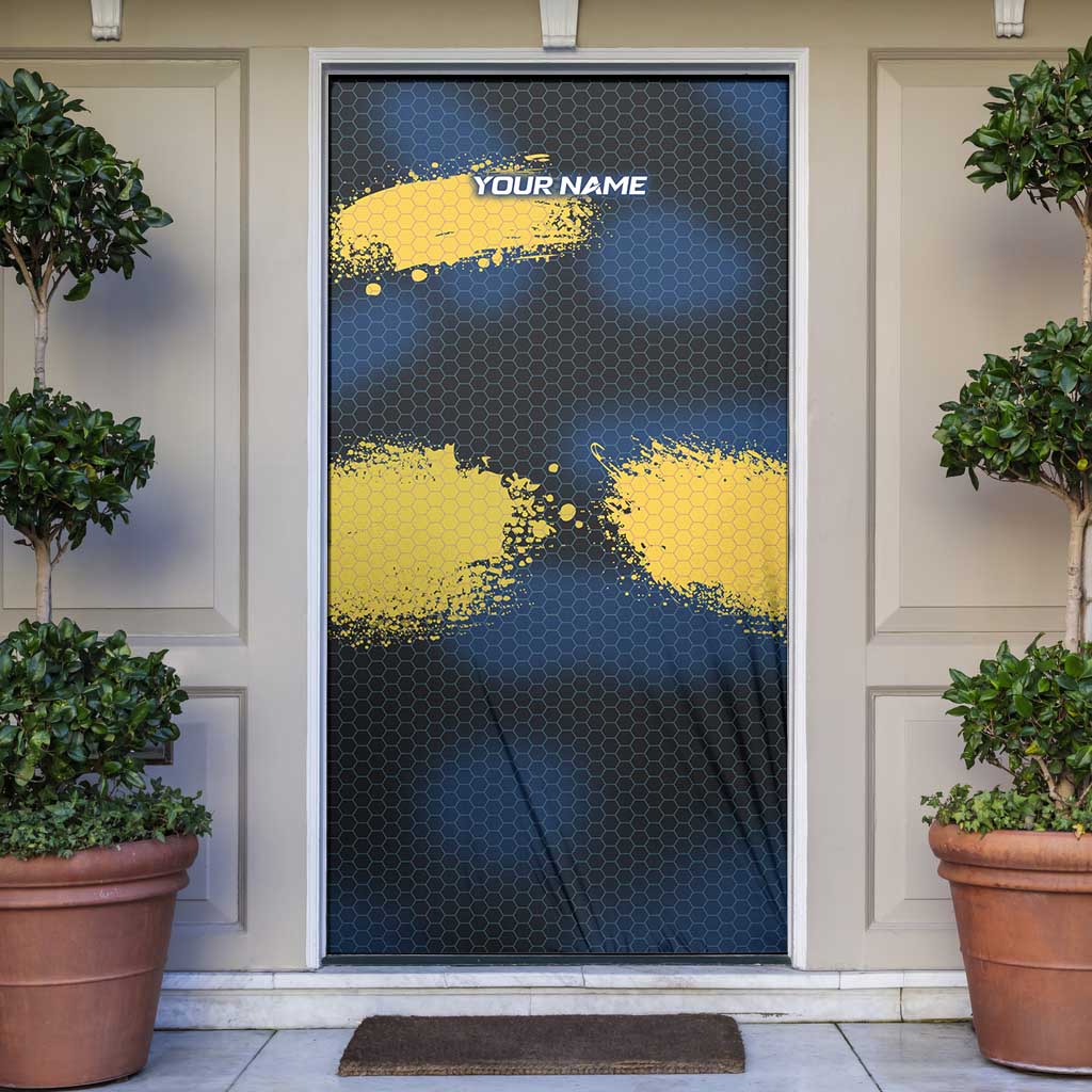Custom Camo Redfish Door Cover with Colorful Fish Design, Yellow Splatter Pattern - Wonder Print Shop