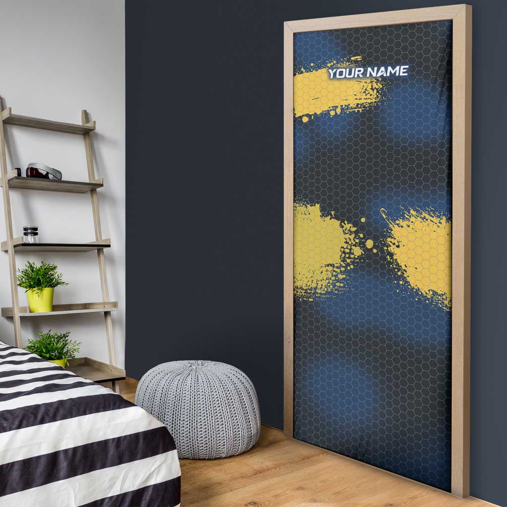 Custom Camo Redfish Door Cover with Colorful Fish Design, Yellow Splatter Pattern - Wonder Print Shop