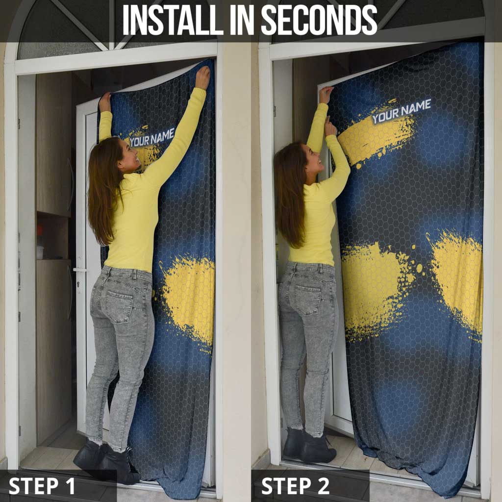Custom Camo Redfish Door Cover with Colorful Fish Design, Yellow Splatter Pattern - Wonder Print Shop