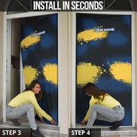 Custom Camo Redfish Door Cover with Colorful Fish Design, Yellow Splatter Pattern - Wonder Print Shop