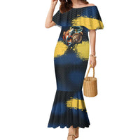 Custom Camo Redfish Family Matching Mermaid Dress and Hawaiian Shirt with Colorful Fish Design, Yellow Splatter Pattern - Wonder Print Shop