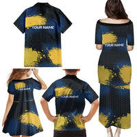 Custom Camo Redfish Family Matching Puletasi and Hawaiian Shirt with Colorful Fish Design, Yellow Splatter Pattern - Wonder Print Shop
