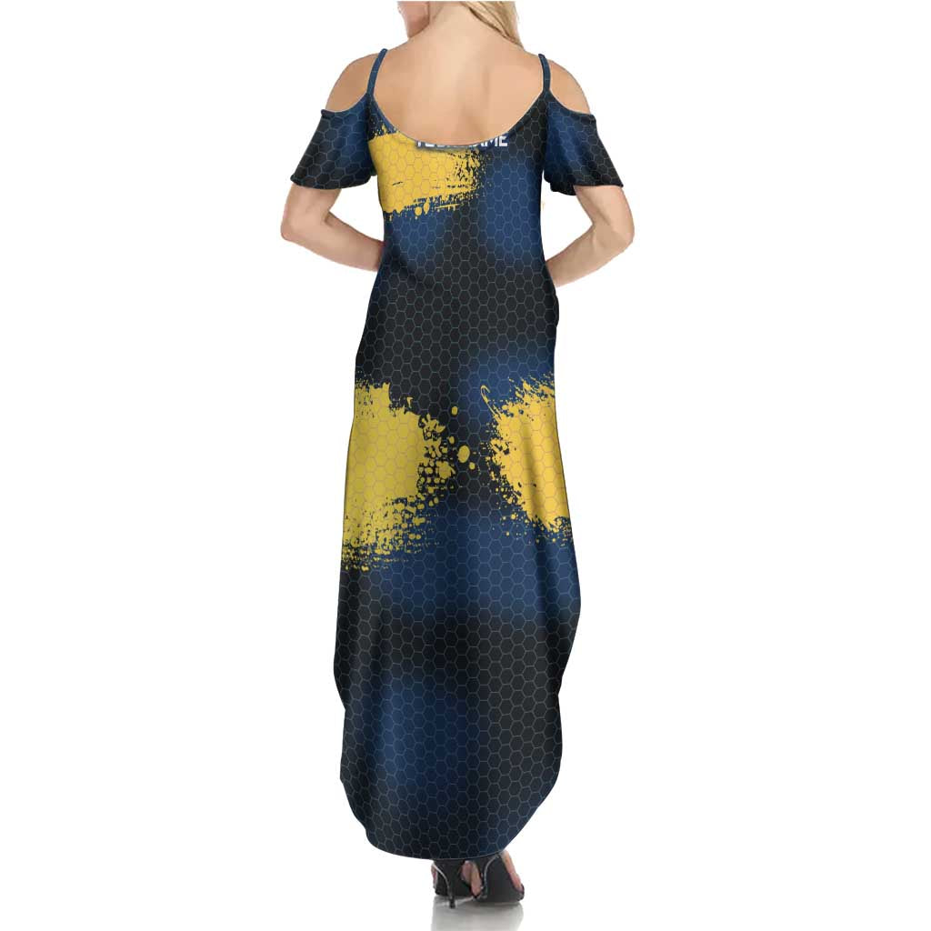Custom Camo Redfish Family Matching Summer Maxi Dress and Hawaiian Shirt with Colorful Fish Design, Yellow Splatter Pattern - Wonder Print Shop