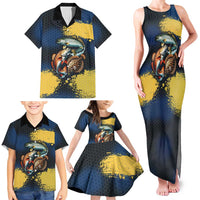 Custom Camo Redfish Family Matching Tank Maxi Dress and Hawaiian Shirt with Colorful Fish Design, Yellow Splatter Pattern - Wonder Print Shop