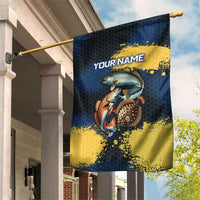 Custom Camo Redfish Garden Flag with Colorful Fish Design, Yellow Splatter Pattern - Wonder Print Shop