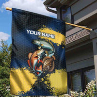 Custom Camo Redfish Garden Flag with Colorful Fish Design, Yellow Splatter Pattern - Wonder Print Shop