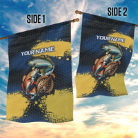 Custom Camo Redfish Garden Flag with Colorful Fish Design, Yellow Splatter Pattern - Wonder Print Shop