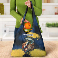 Custom Camo Redfish Grocery Bag with Colorful Fish Design, Yellow Splatter Pattern - Wonder Print Shop