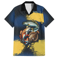 Custom Camo Redfish Hawaiian Shirt with Colorful Fish Design, Yellow Splatter Pattern - Wonder Print Shop
